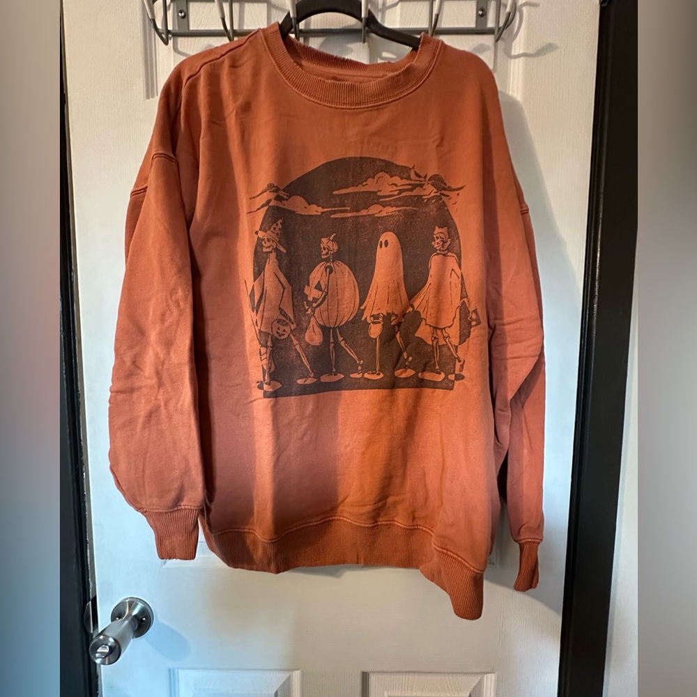 American Eagle Outfitters Orange Ghosts Crewneck Sweatshirt